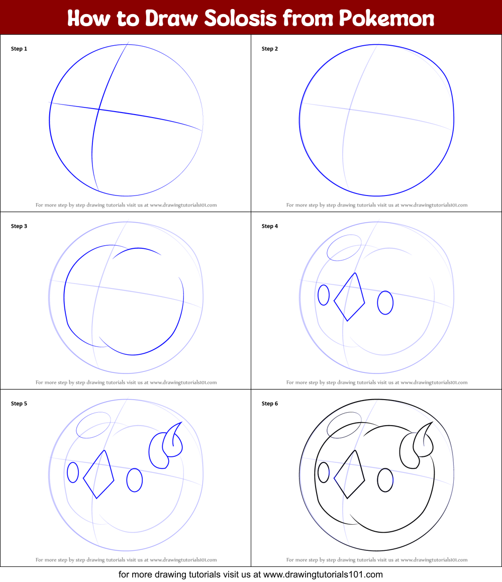 How to Draw Solosis from Pokemon printable step by step drawing sheet