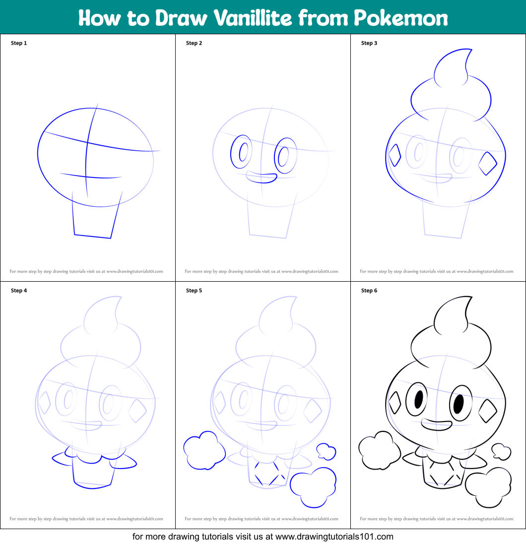 How to Draw Vanillite from Pokemon printable step by step drawing sheet ...