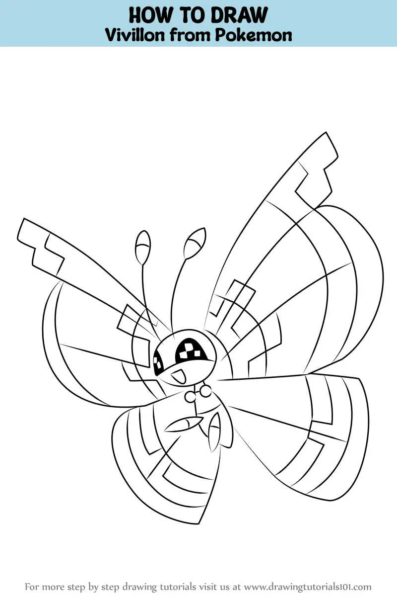 How to Draw Vivillon from Pokemon (Pokemon) Step by Step ...