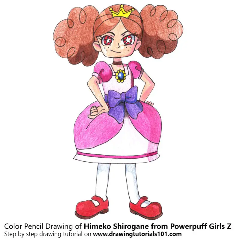 Himeko Shirogane from Powerpuff Girls Z Color Pencil Drawing
