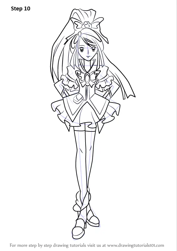 How to Draw Cure Aqua from Pretty Cure (Pretty Cure) Step by Step ...