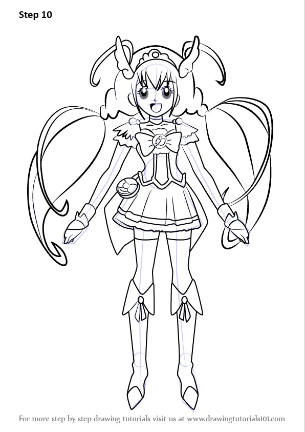 Learn How to Draw Cure Happy from Pretty Cure (Pretty Cure) Step by