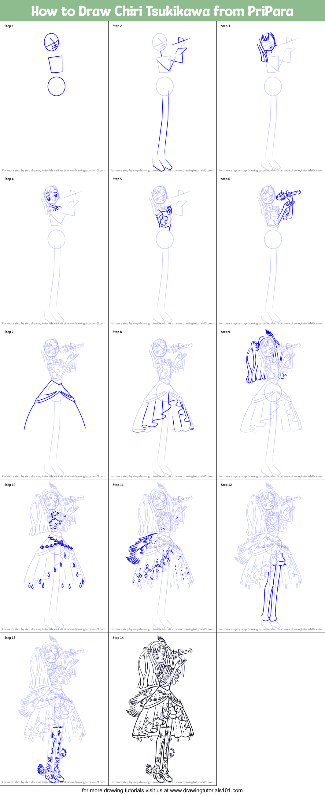 How to Draw Chiri Tsukikawa from PriPara (PriPara) Step by Step ...