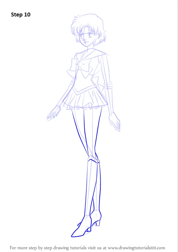 Learn How To Draw Sailor Mercury From Sailor Moon Sailor Moon Step By Step Drawing Tutorials 