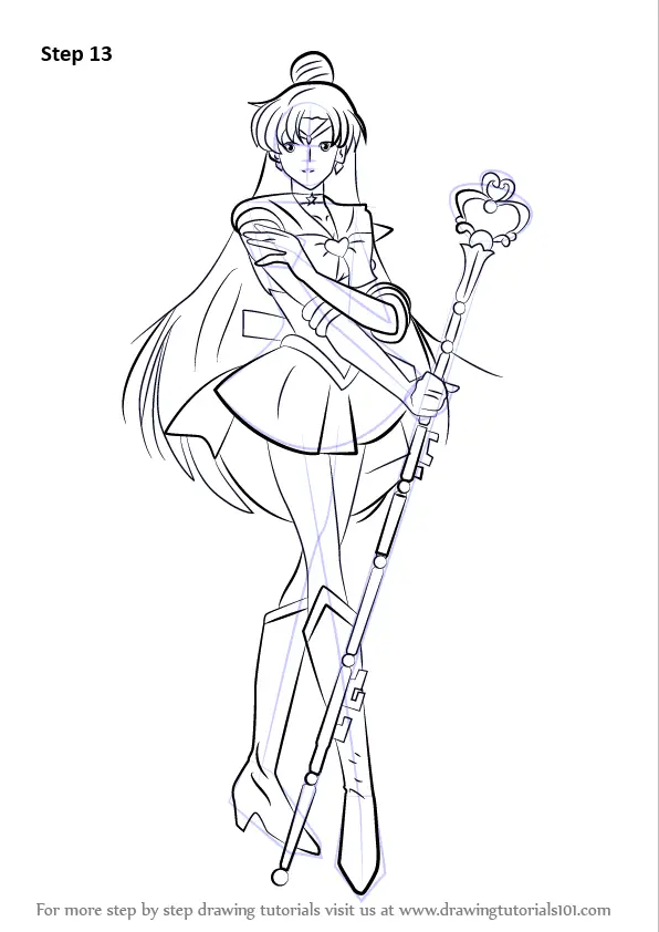 How to Draw Sailor Pluto from Sailor Moon (Sailor Moon) Step by Step ...