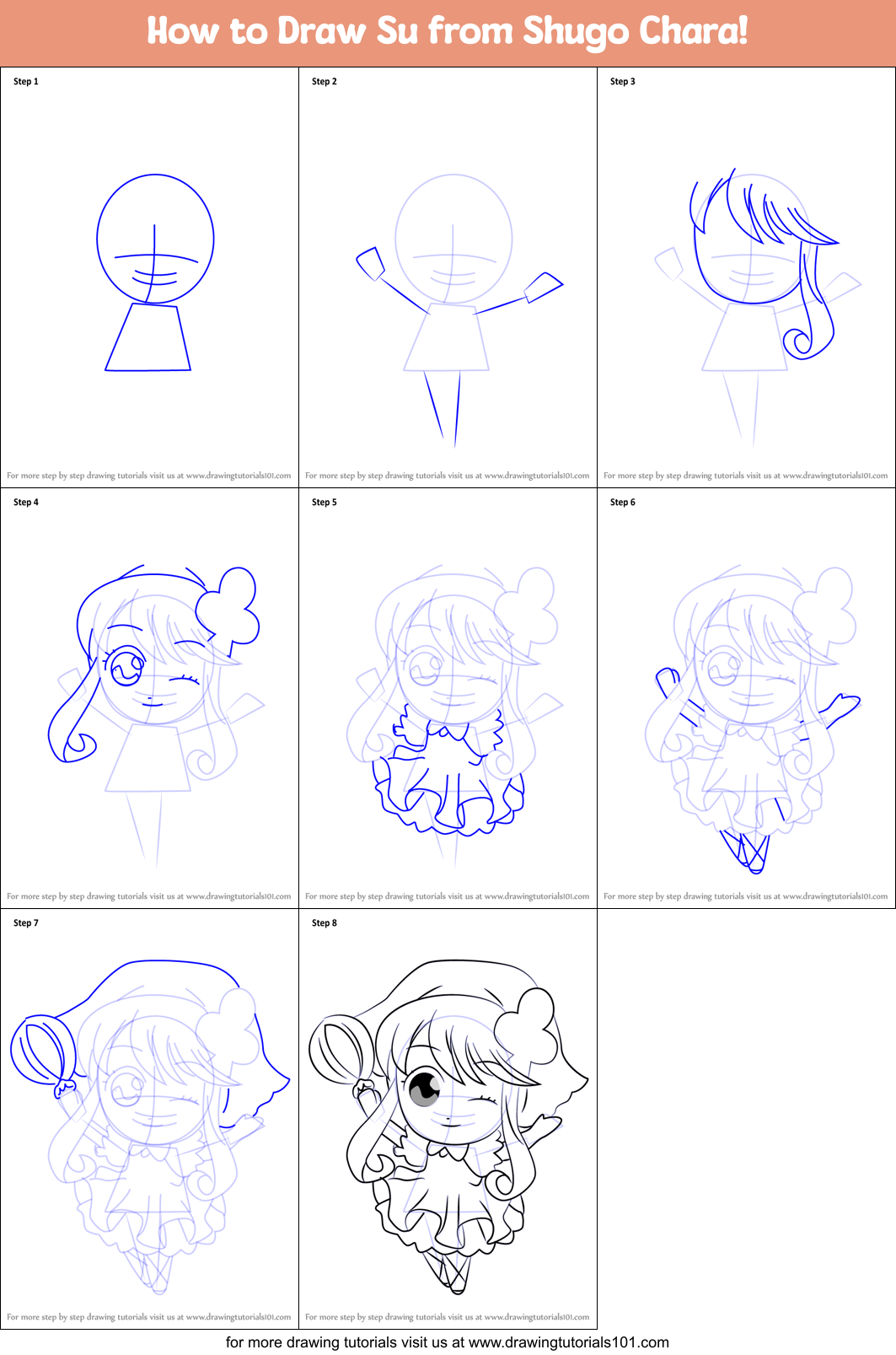 How to Draw Su from Shugo Chara! printable step by step drawing sheet ...