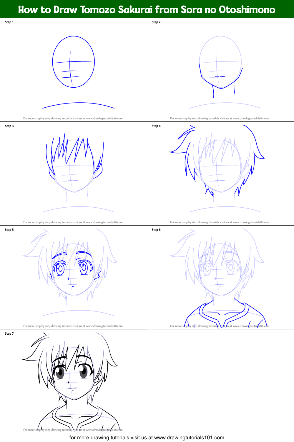 How to Draw Tomozo Sakurai from Sora no Otoshimono (Sora no Otoshimono ...