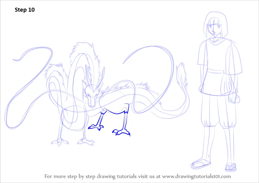 Learn How To Draw Haku From Spirited Away (Spirited Away) Step By Step ...