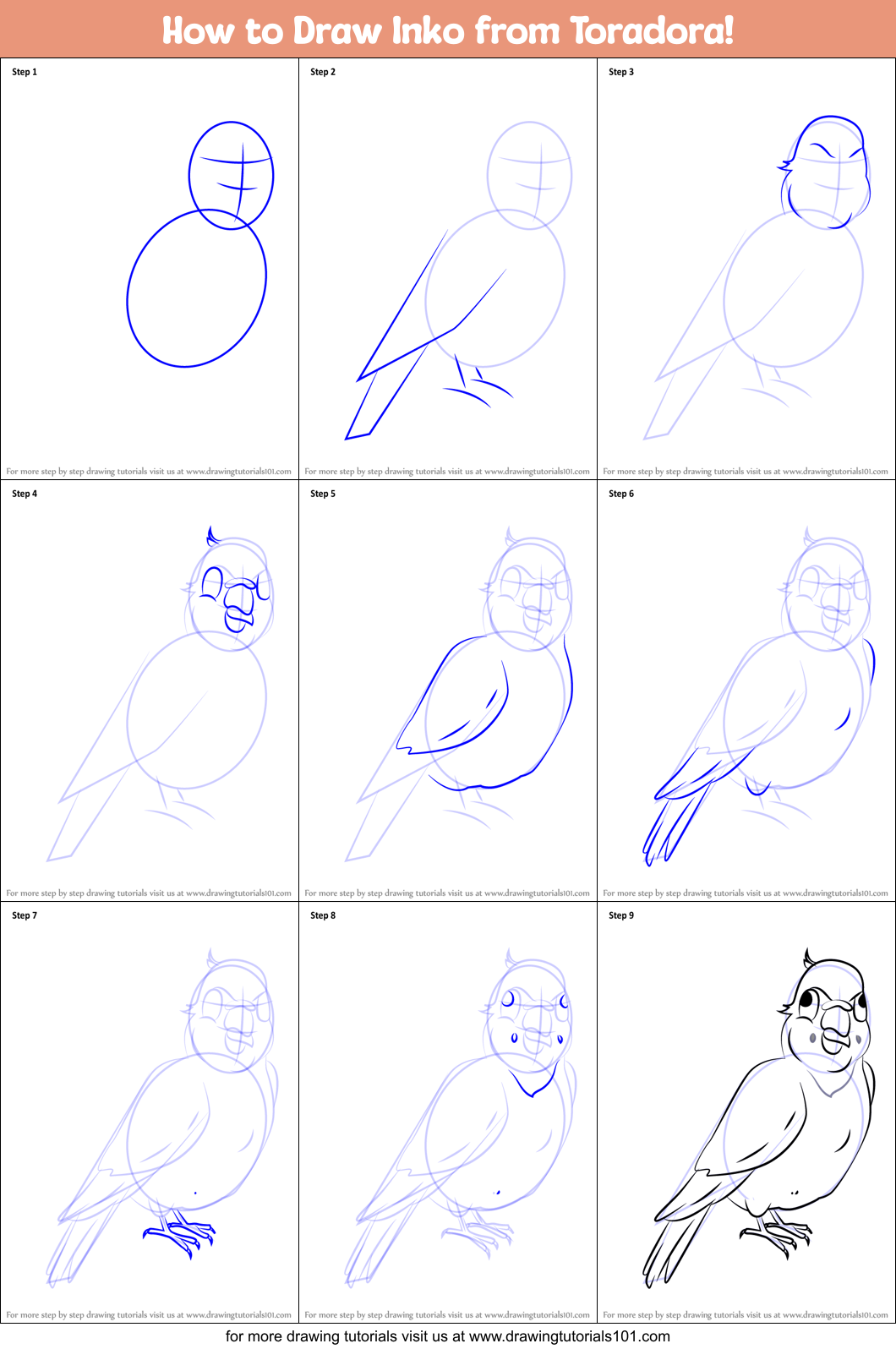 how to draw inko from toradora printable step by step drawing sheet drawingtutorials101 com drawing tutorials 101