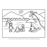 How to Draw Summer Beach Scene