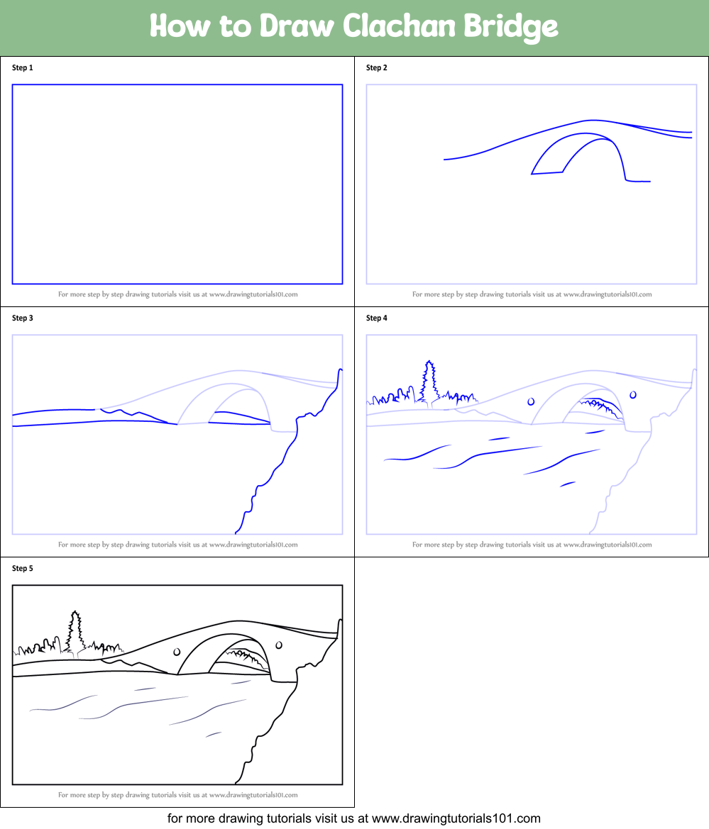 How to Draw Clachan Bridge (Bridges) Step by Step | DrawingTutorials101.com