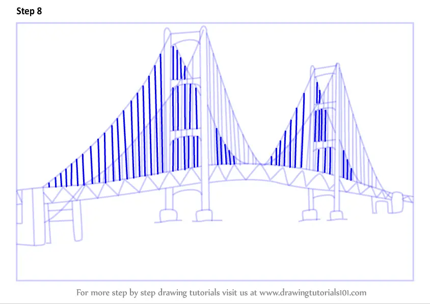 How to Draw Mackinac Bridge (Bridges) Step by Step ...