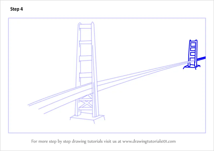 Learn How to Draw The Golden Gate Bridge (Bridges) Step by Step