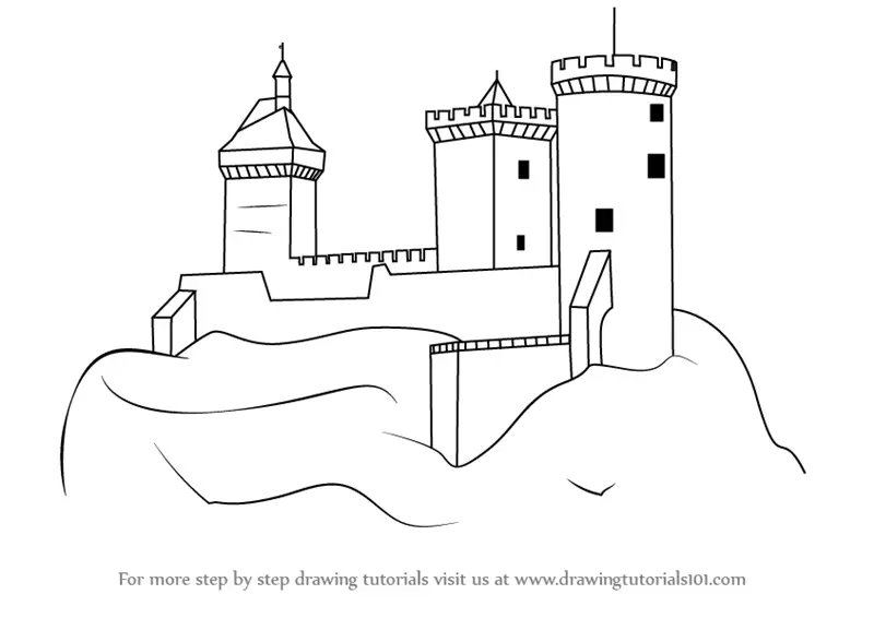 Castle Drawing Tutorial - How to draw Castle step by step