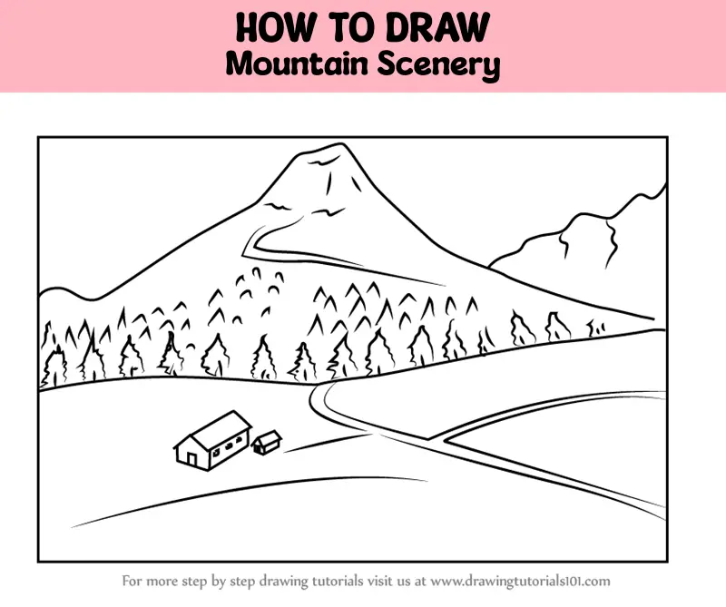 How to Draw Mountain Scenery (Mountains) Step by Step