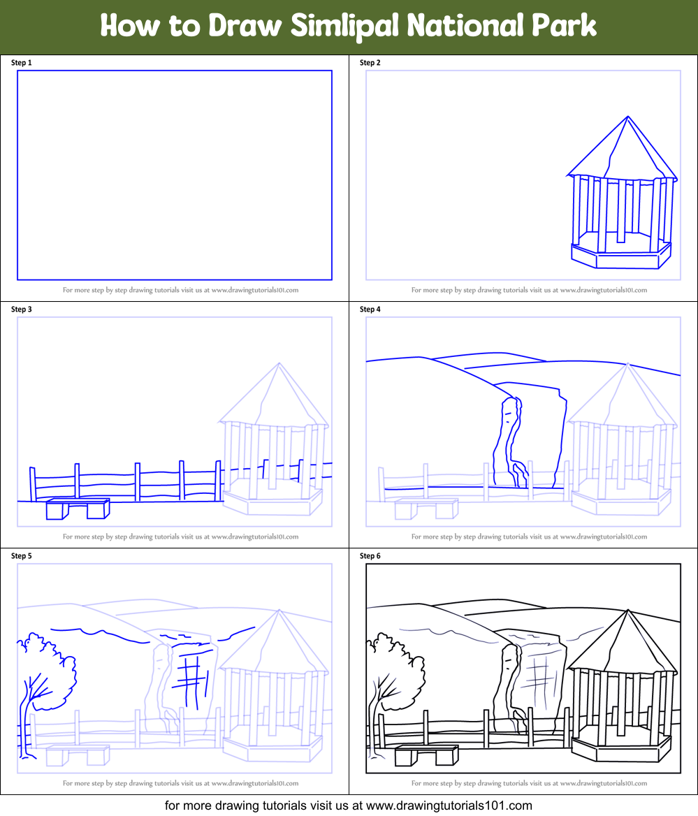 How to Draw Simlipal National Park printable step by step drawing sheet ...