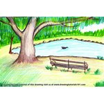 How to Draw a Bench under Tree Scenery