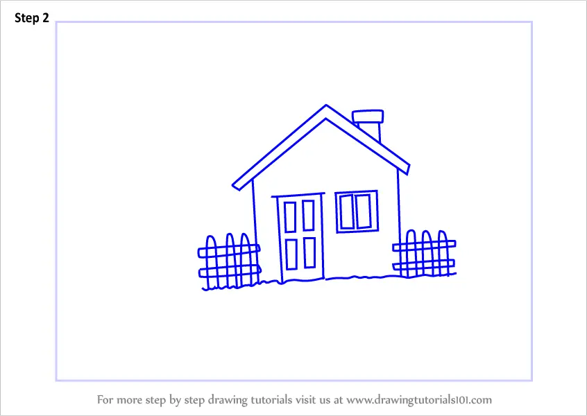 Learn How to Draw an Easy House Scenery (Scenes) Step by Step : Drawing