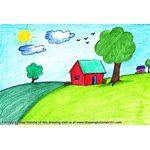 How to Draw a House Scenery for Kids