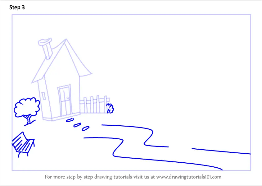 How to Draw a House with Garden and Pool Scene (Scenes) Step by Step ...