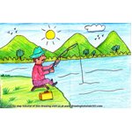 How to Draw Man Fishing Scenery