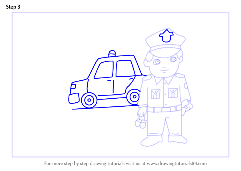 Learn How to Draw Policeman outside Police Station Scene (Scenes) Step