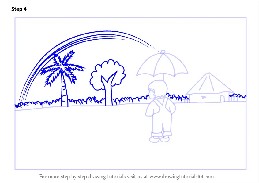 Learn How to Draw a Rainy Day Scene (Scenes) Step by Step : Drawing