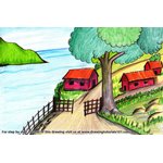 How to Draw A Beautiful Village Scenery