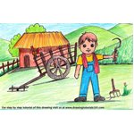 How to Draw a Farmer Village Scene