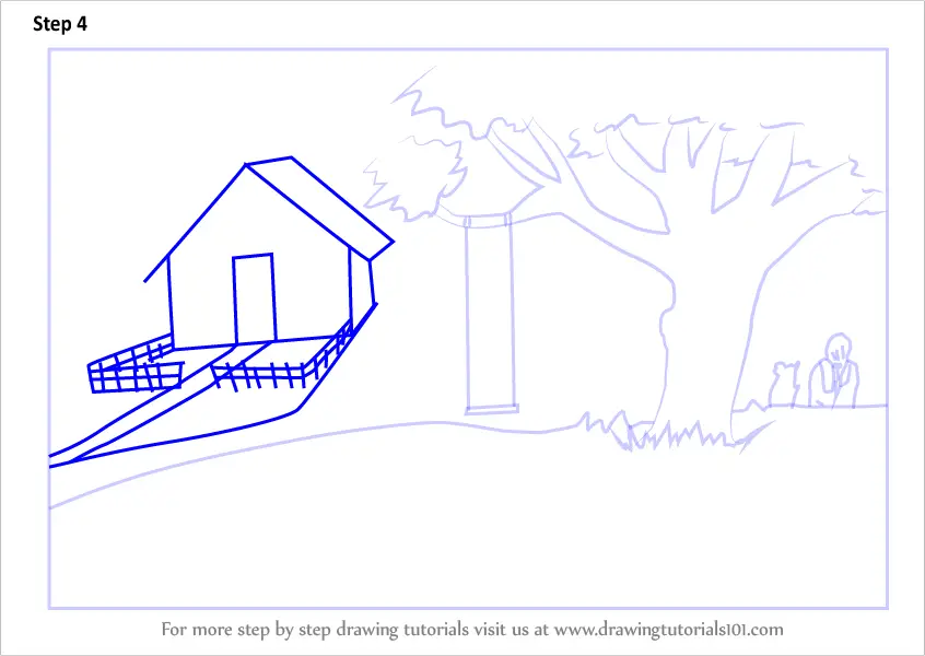Drawing Line Drawing Rural Scenery Field Building Illustration PNG Images   PSD Free Download  Pikbest