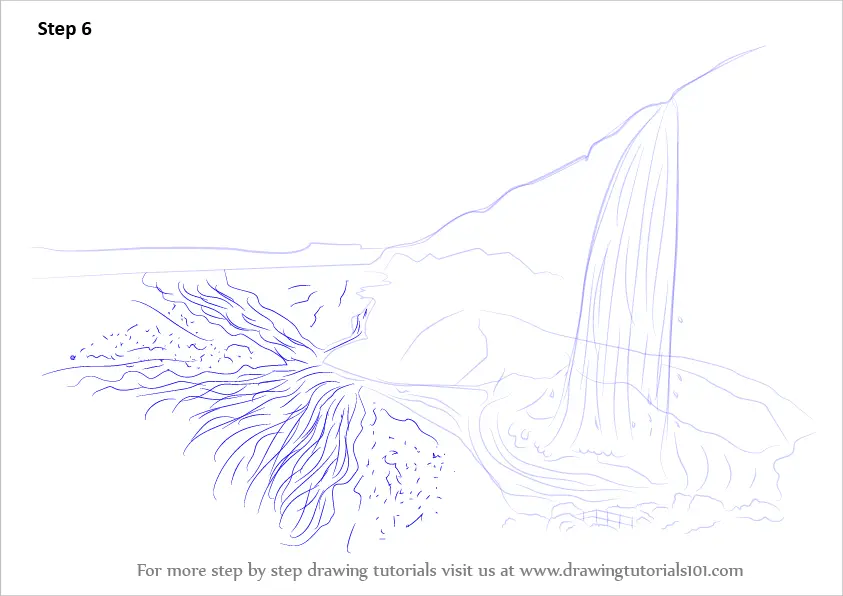 Step by Step How to Draw a Waterfall Landscape ...