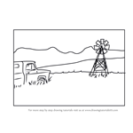 How to Draw Farm Windmill Scene
