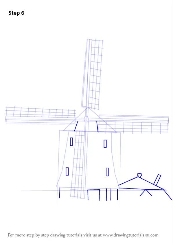 How To Draw A Windmill (windmills) Step By Step 