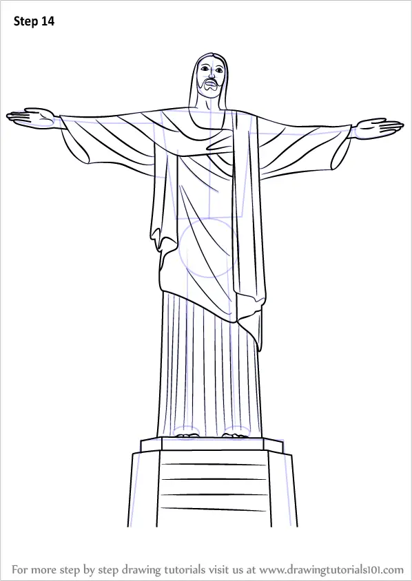 Step by Step How to Draw Christ the Redeemer : DrawingTutorials101.com