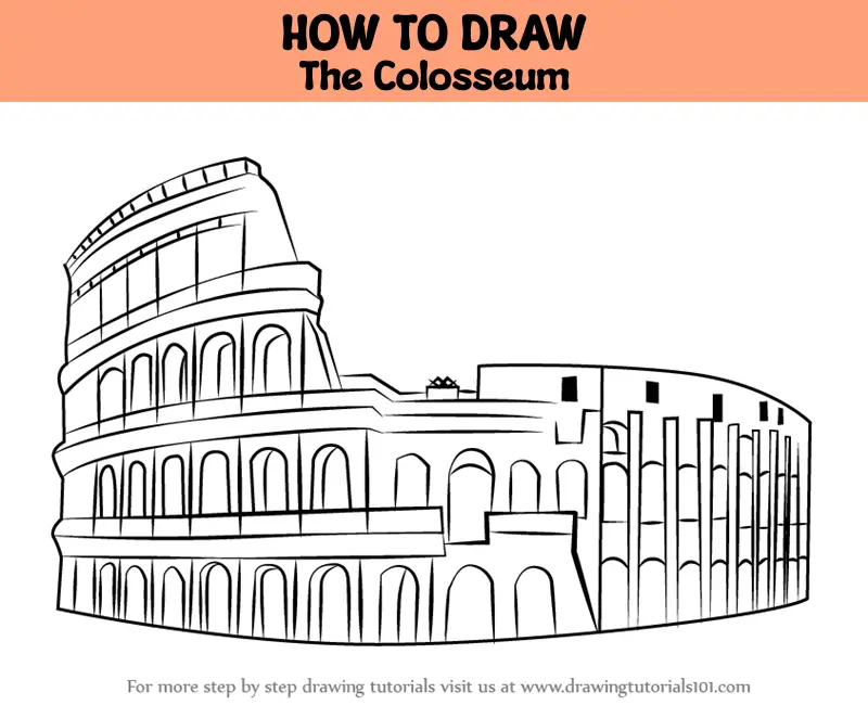 How to Draw The Colosseum (Wonders of The World) Step by Step