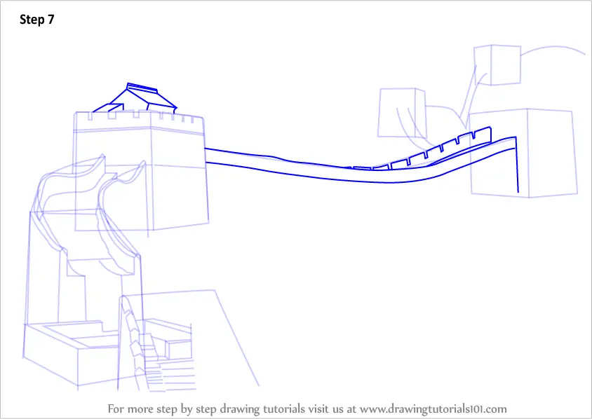 Learn How To Draw Great Wall Of China World Heritage Sites Step By Step Drawing Tutorials