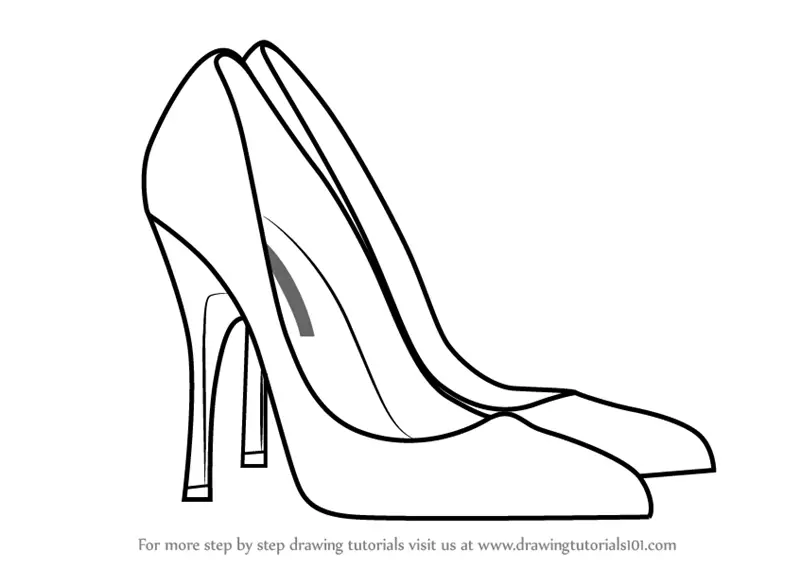 How to Draw High Heeled Shoe (Fashion) Step by Step