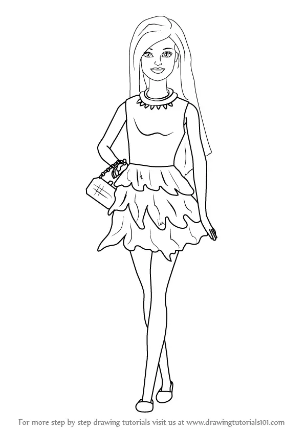 how to draw Barbie Doll in Skirt step 0