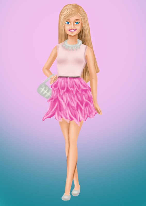easy barbie doll drawing