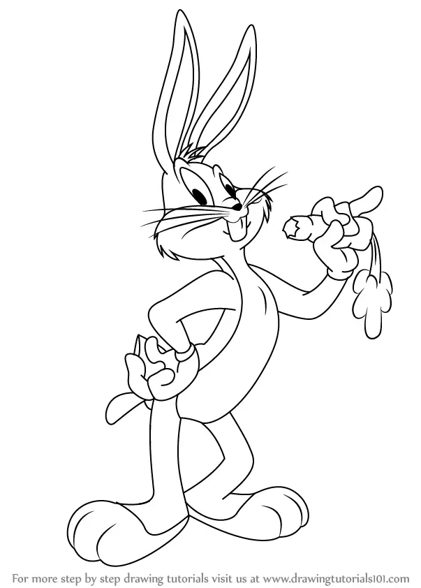 Step by Step How to Draw Bugs Bunny : DrawingTutorials101.com