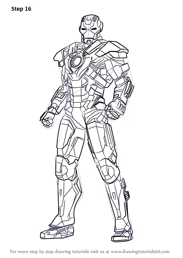 Learn How to Draw Iron Man Full Body (Iron Man) Step by Step : Drawing