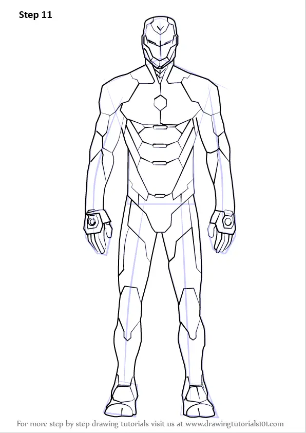 iron man cartoon drawing full body