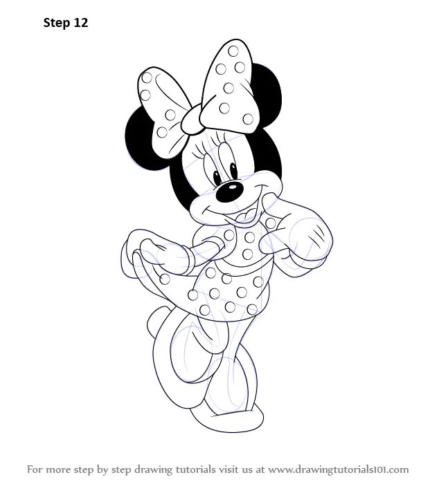 Learn How to Draw Minnie Mouse (Minnie Mouse) Step by Step : Drawing