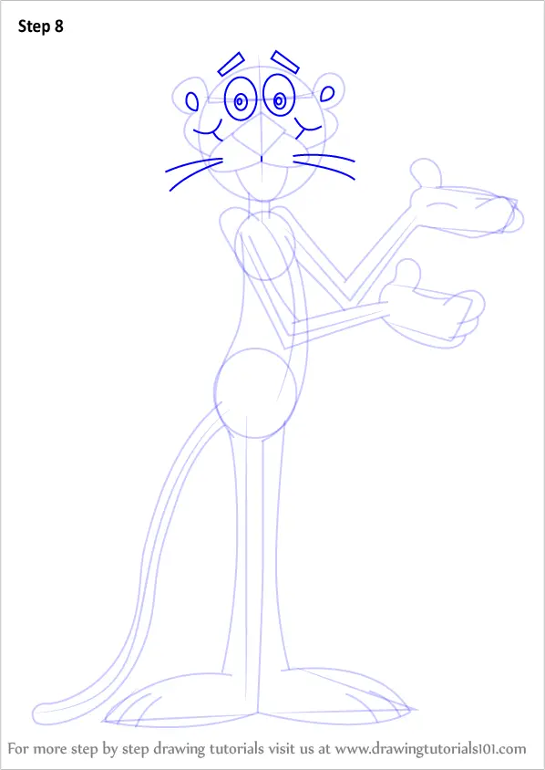 How to draw the Pink Panther - Step by step drawing tutorials