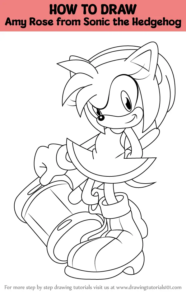 How to Draw Amy Rose from Sonic the Hedgehog (Sonic the Hedgehog) Step