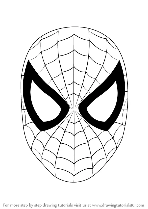 Step by Step How to Draw Spiderman Face : DrawingTutorials101.com