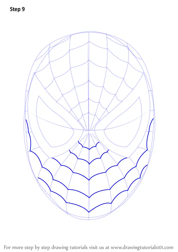 Learn How to Draw Spiderman Face (Spiderman) Step by Step : Drawing