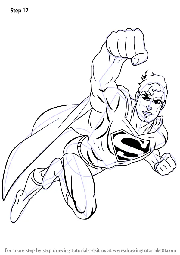 superman flying side view drawing