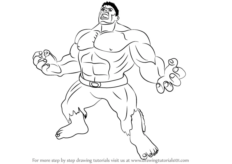 Step by Step How to Draw Angry Hulk : DrawingTutorials101.com