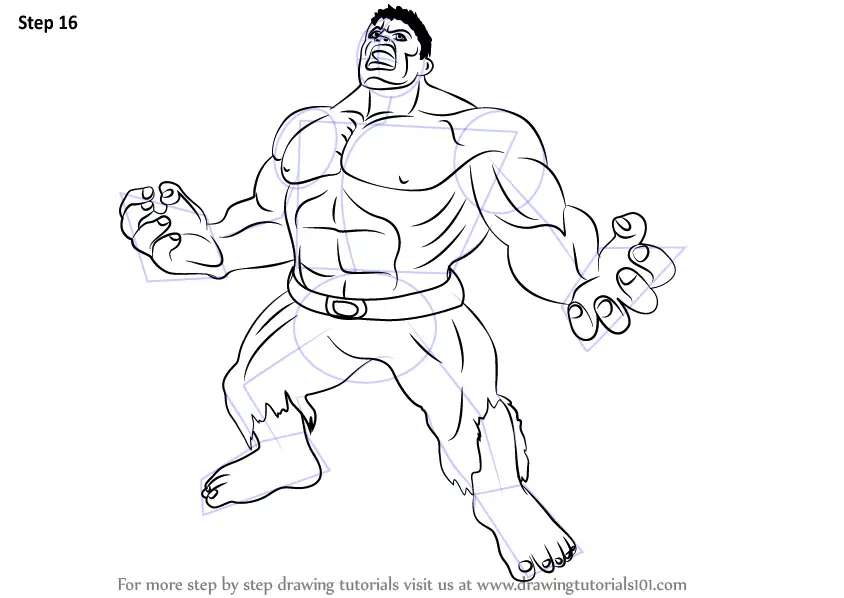 how to draw hulk step by step